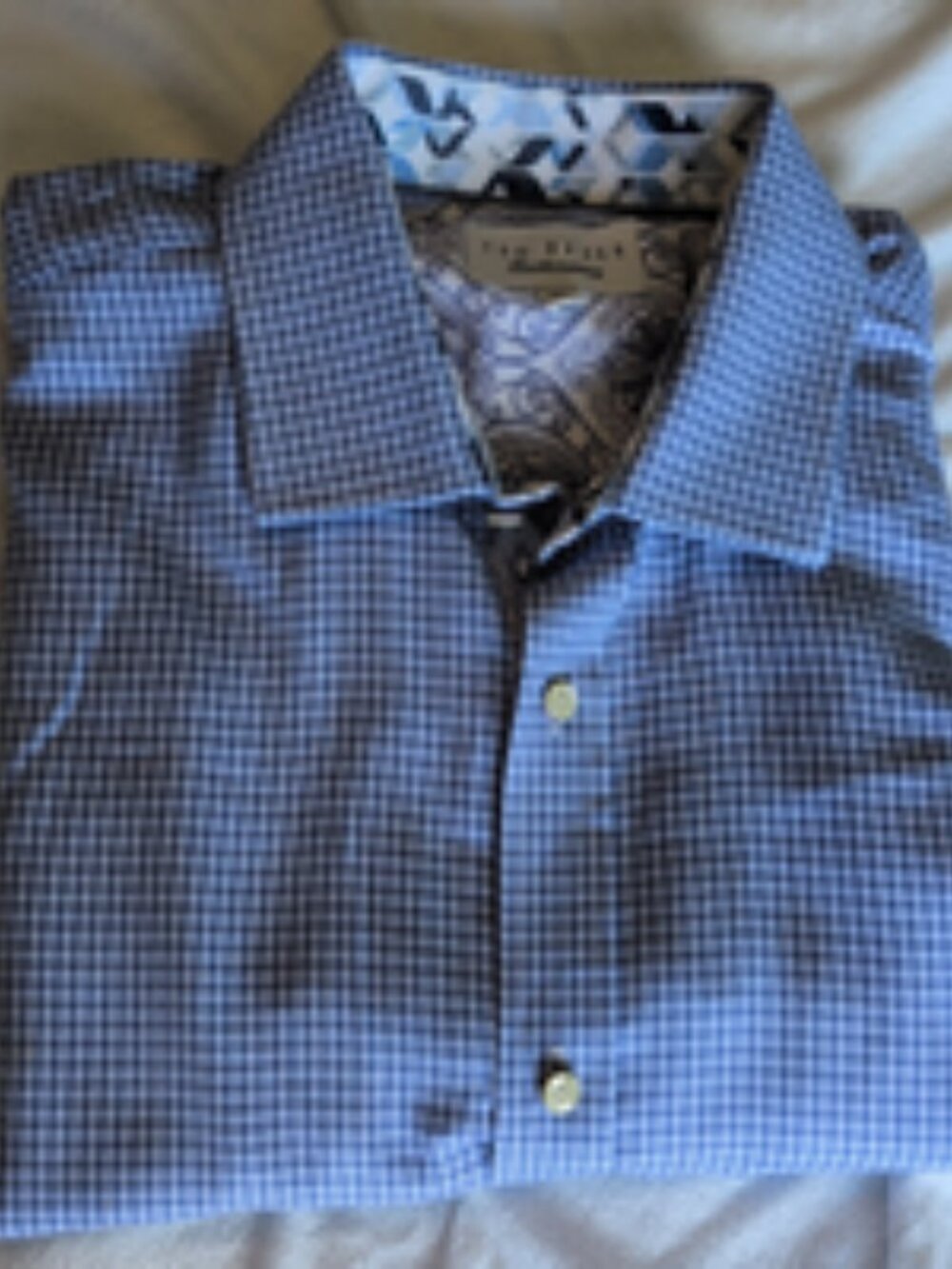 Ted Baker Endurance Mens Dress Shirt 16.5 32/33 Blue White Gingham Check L/S